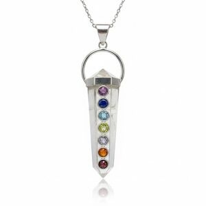 Chakra Healing Crystal Quartz Point‎ Pendant Necklace Silver Chain Jewelry